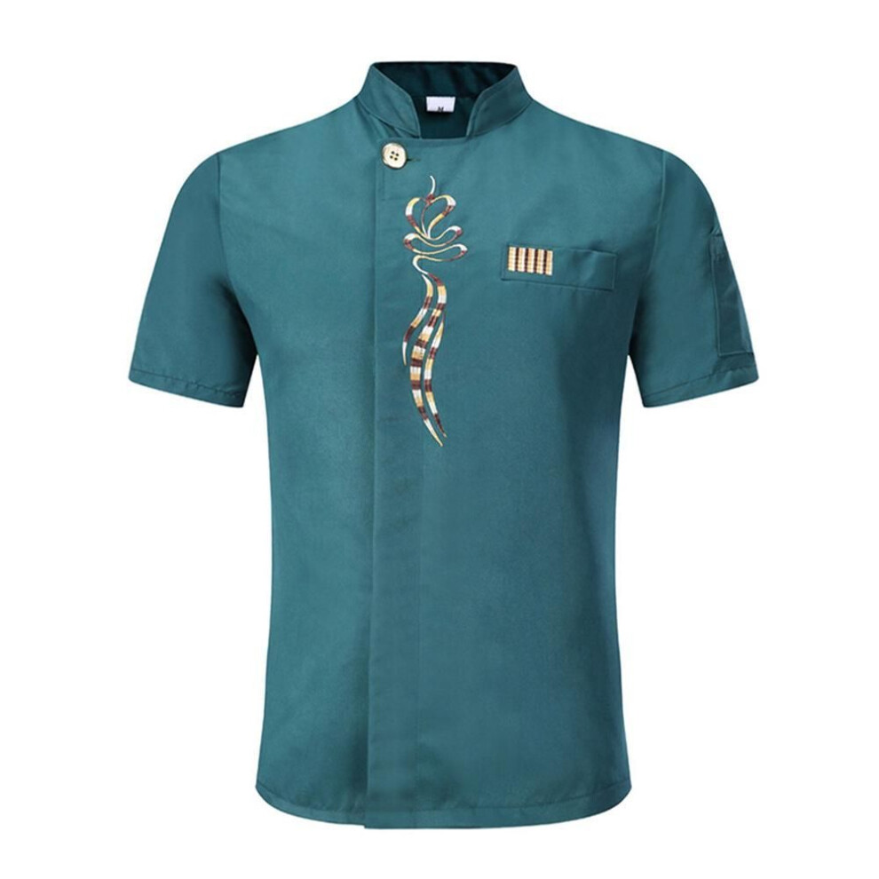 (green, XXL) Unisex Kitchen Chef Baking Cook Wear Chef Work Clothes Men Chef Jacket Long Sleeves Men&apos;s Chef Uniform