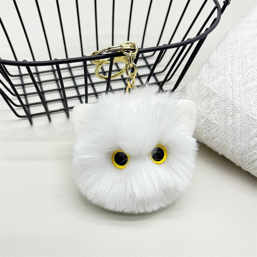 (White) Cute Plush Cat Keychain Cartoon Doll Toy Pendant Keyring For Women Girls Bag Ornament Car Key Chain Children Gifts