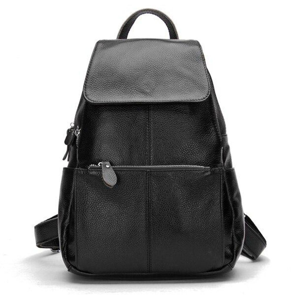 (black) Zency Fashion Soft Genuine Leather Large Women Backpack Quality A+ Ladies Travel Knapsack Schoolbag