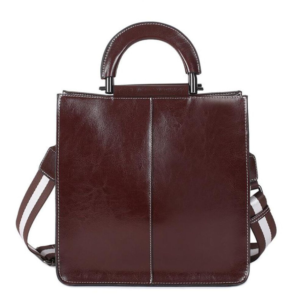 (coffee) Johnature Fashion Handbag Genuine Leather Women Bag Casual Tote Versatile Large Capacity Real Cowhide Shoulder Bags