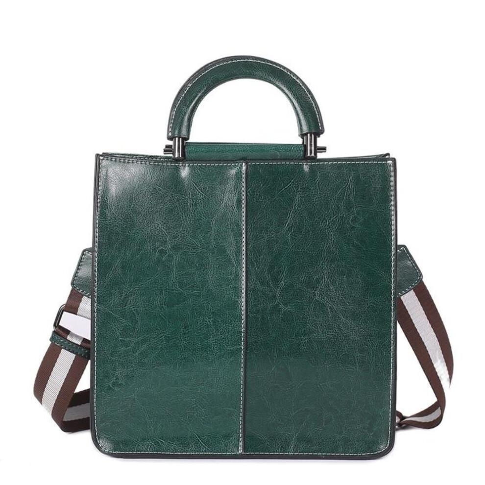 (green) Johnature Fashion Handbag Genuine Leather Women Bag Casual Tote Versatile Large Capacity Real Cowhide Shoulder Bags
