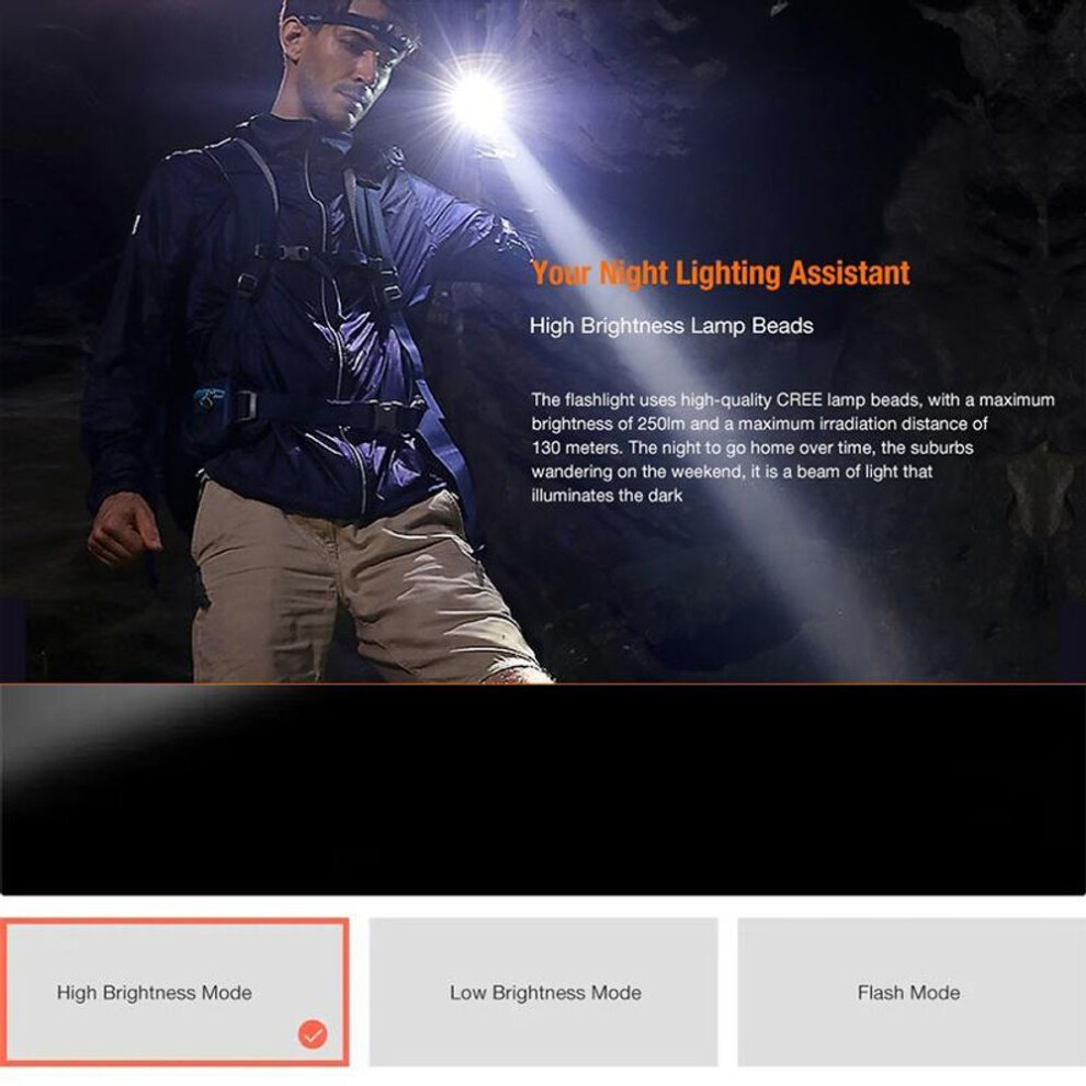 (Black) XIAOMI BEEBEST F1 Portable Mini 250lm Flashlight CREE LED Lamp Beads Torch Lightweight Metal Body Light with 3 Lighting Modes