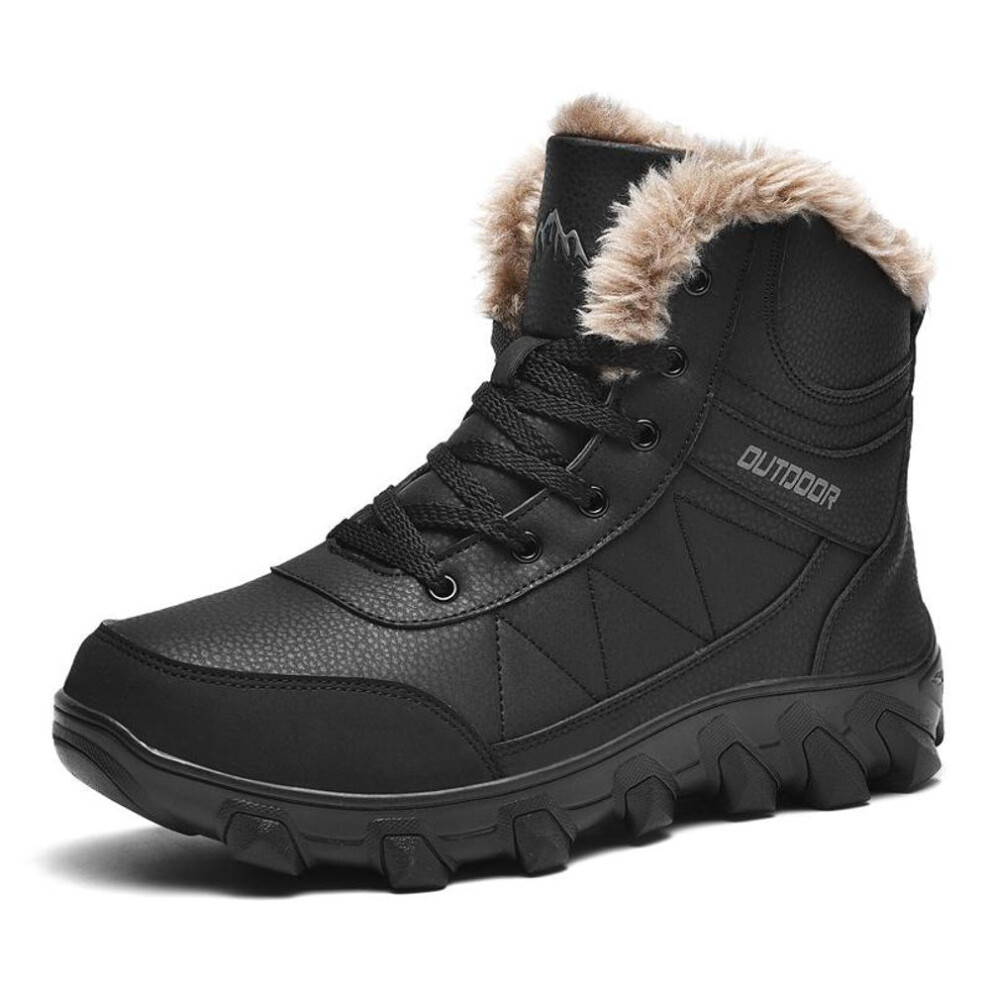 (black, 43) Plus Size Waterproof Outdoor Winter Men Boots Russian style Ankle Boots For Men Snow Boots  High Men Footwear
