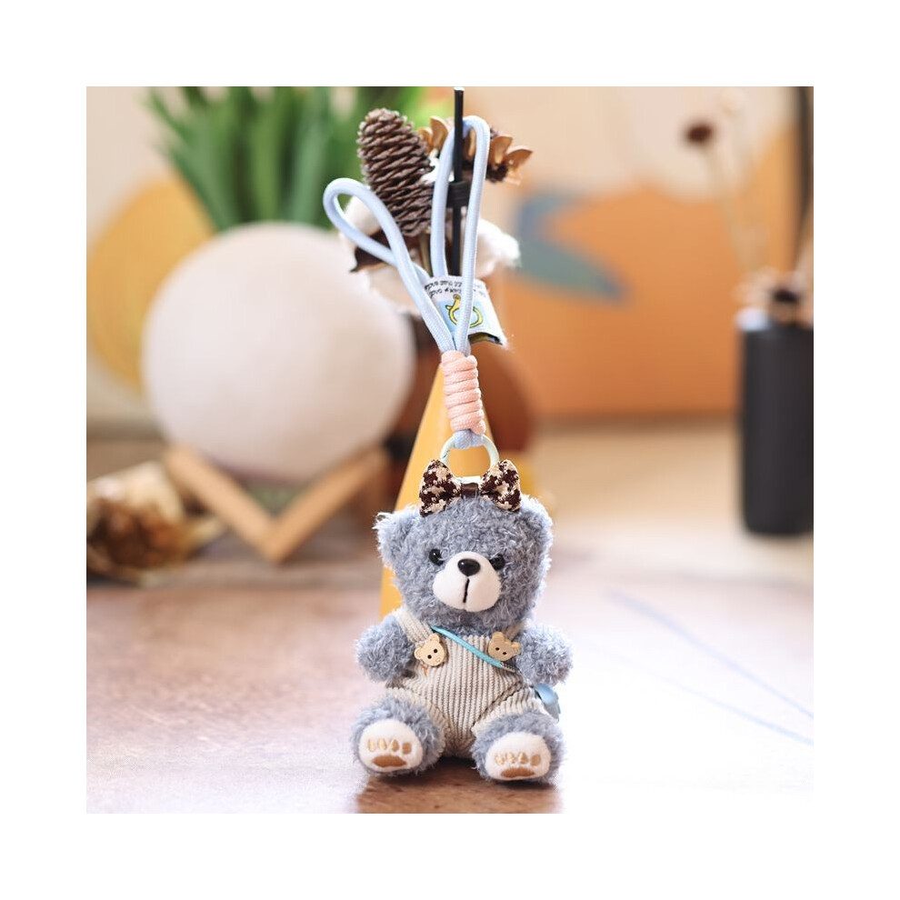 (Gray Bear)Pull ours en peluche doux pendentif porte clé pour sac à dos décoration et cadeaux