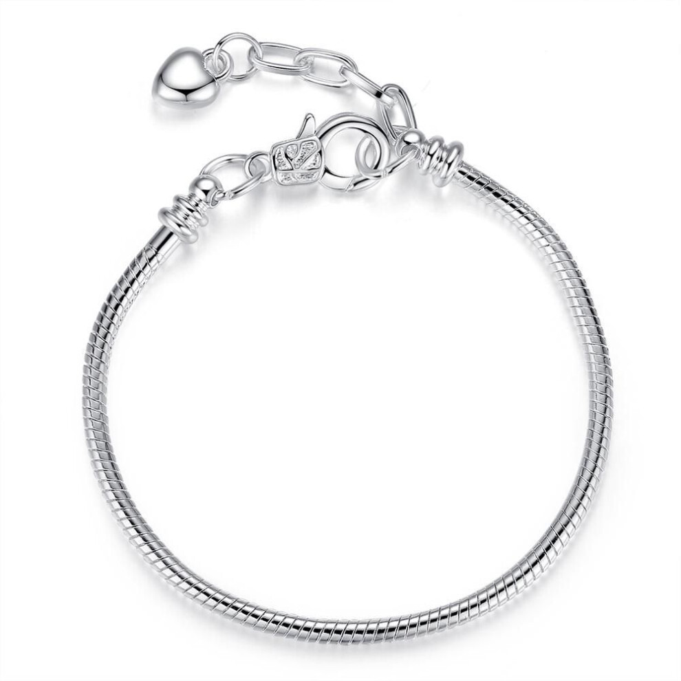 (PA9002) BAMOER Silver Color LOVE Snake Chain Bracelet for Women