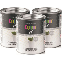 3 x 300ml Brilliant Paint Tin White Gloss Finish Quick Dry Paint