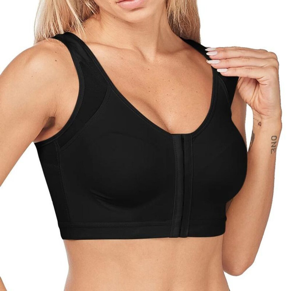 (black, 2XL) Posture Bra Front Closure Tops Women Underwear Push Up Sports Bras Full Coverage Back Support Brassiere Wireless Female Lingerie Big Size 5XL
