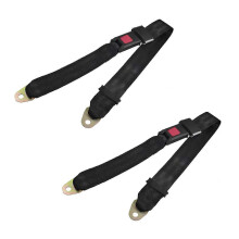 (As show, One size) 2X Black Adjustable Two Point Auto Car Safety Belt Lap Seatbelt