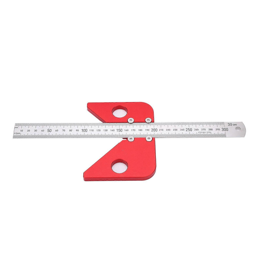 Kikidex (As Show, One Size) Center Scribe Gauge 45 90 Degree Finder Measuring Tool Carpenter Woodworking Ruler Red