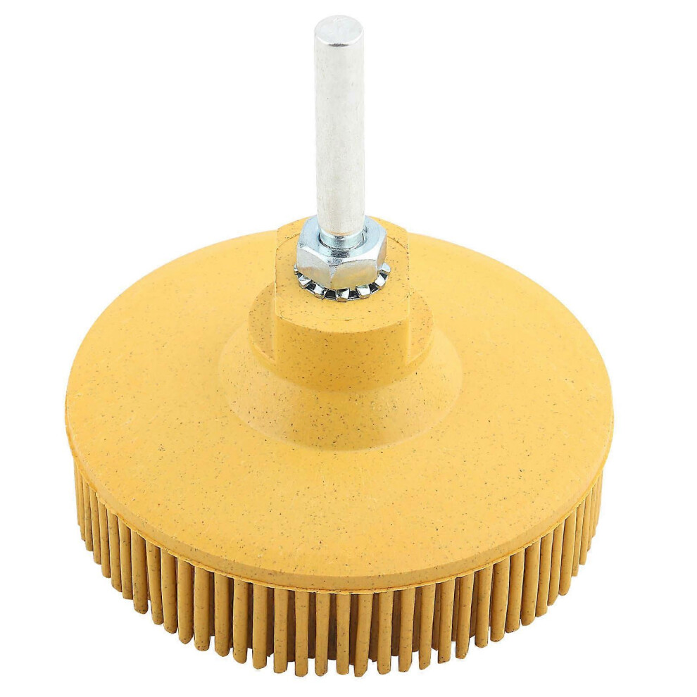 (As Show, One Size) 3 Inch Bristle Disc Emery Rubber Abrasive Brush Deburring Polishing Grinding Wheelyellow 4909775975925