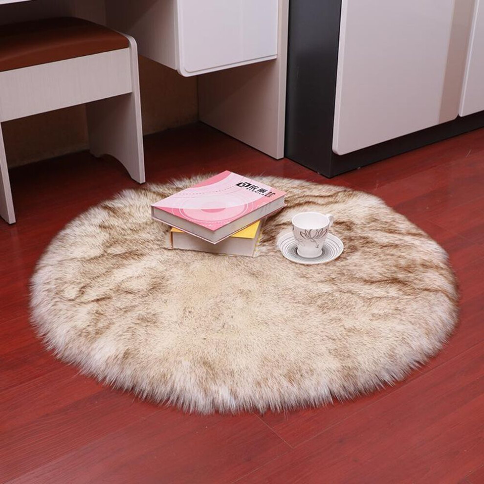 (brown, 50cm) Shaggy round imitation Australian wool carpet, home decorative carpet, floor mat, foot mat