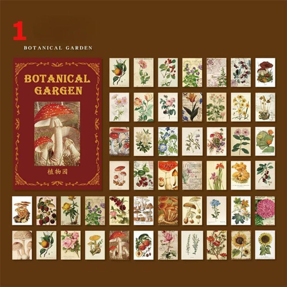 (Botanical Garden) 50pcs Vintage Paper  for Phone Deco Retro Stationery Supplies Litmus Paper Junk Journal Label Scrapbooking Material LM