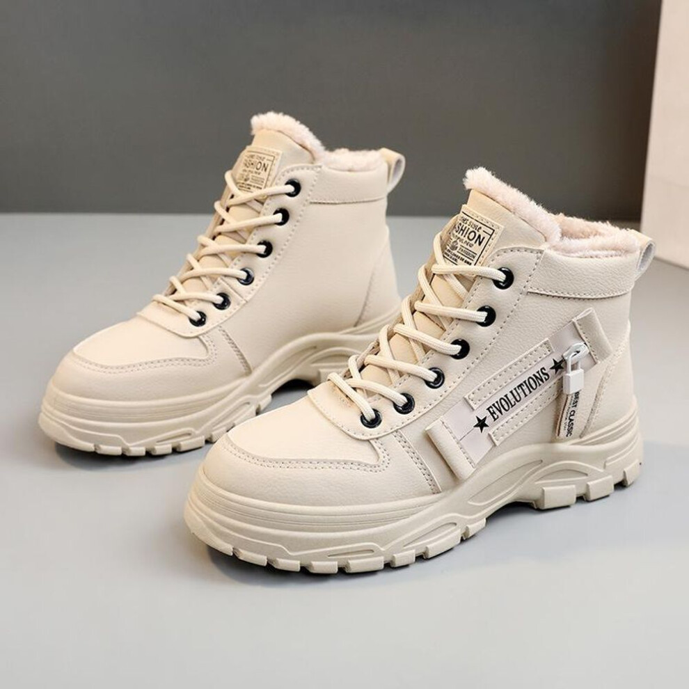 (tan, 45) Winter Ladies Shoes 2024 Lace Up Women Sneakers Snow Ankle Boots Waterproof Warm Platform Botas Woman Footwear