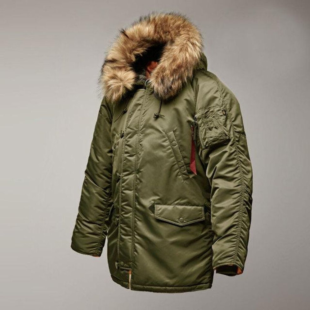 (as the picture, XS) Men &apos;S Winter Jacket Classic Parka For Extreme Cold Weather Waterproof Removable Faux Fur Around Hood