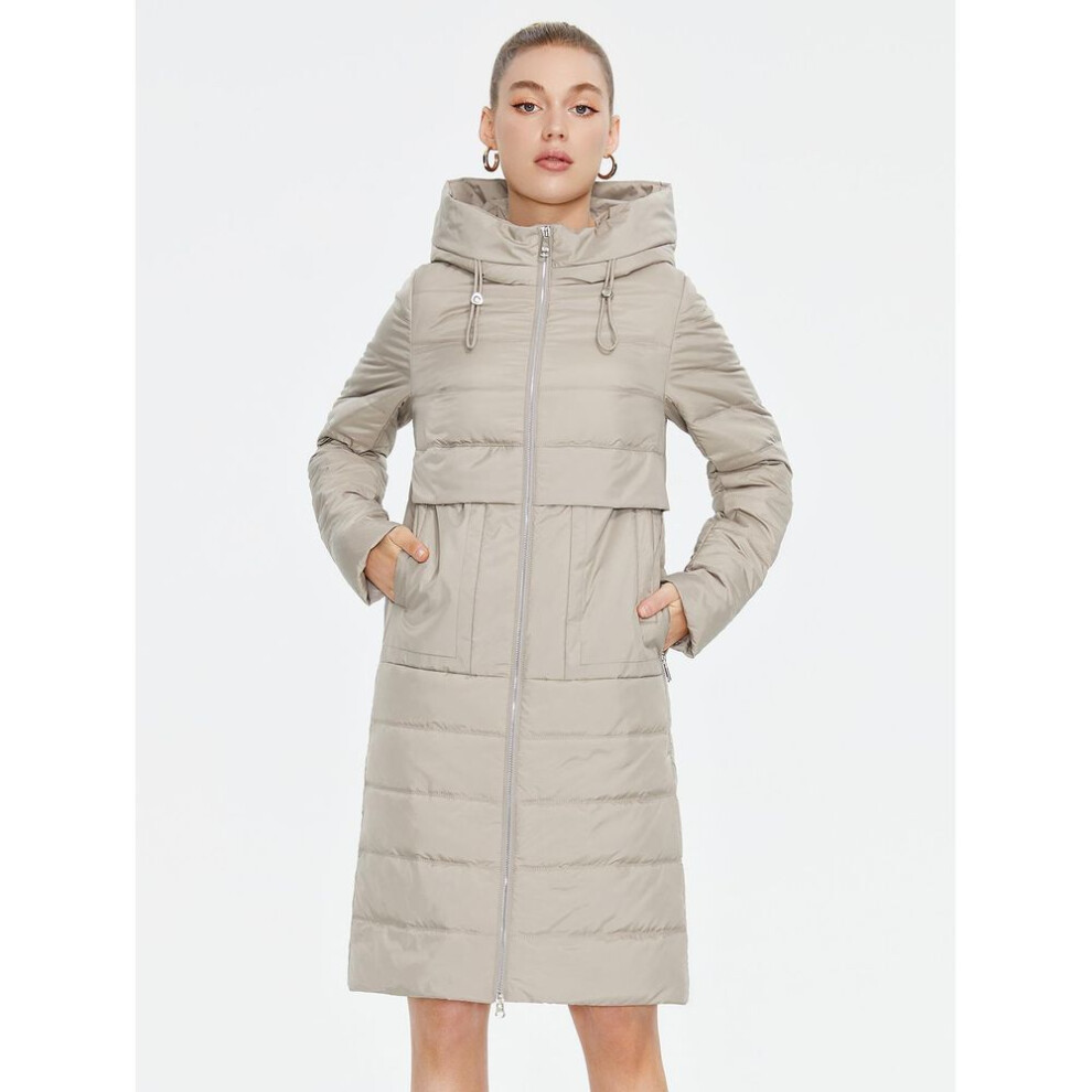 (tan, L) Cinemore Women&apos;s Jacket Autumn 2024 Warm Long Parkas Lapel Outerwear Female Clothing Fashion Long Warm Jacket Women Quilted Coat