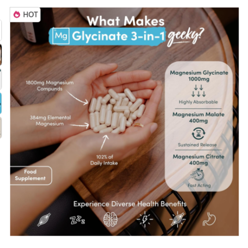 Magnesium Glycinate 3-in-1 Complex - 1800mg Supplements 11 1