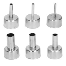 (As show, One size) 6Pcs Heat Gun Nozzle Stainless Steel Hot Air Attachment Soldering Station Accessory