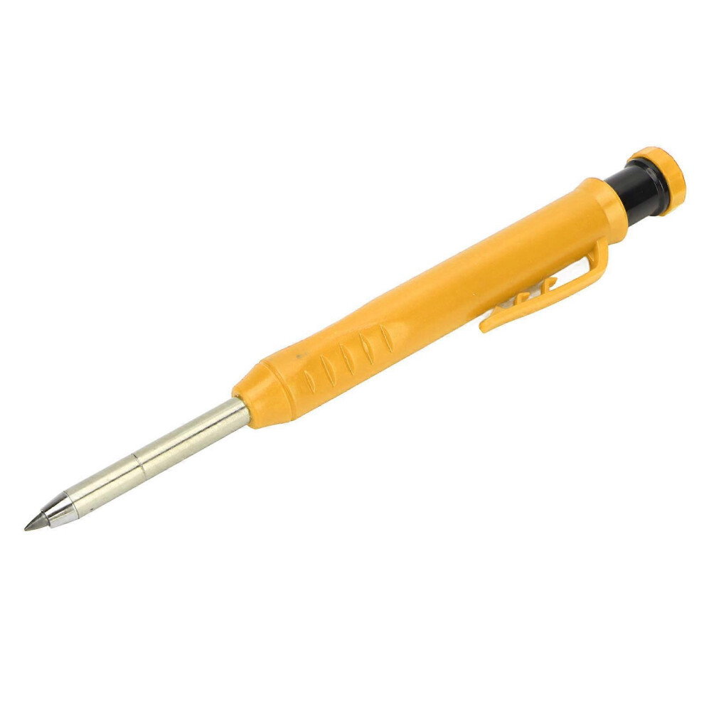 Kikidex (As Show, One Size) Mechanical Carpenter Pencil With Sharpener Woodworking Deep Hole Pencil For Metal Plastic Marking Yellow