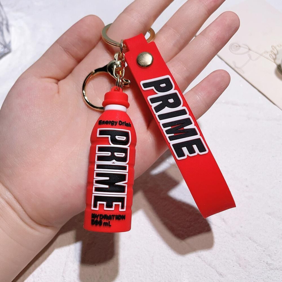 (Red) Cute Prime Drink Keychain Fashion Bottle Key Chains for Car Key Bag Pendant Women Men Party Favors Keyring Gifts Wholesale