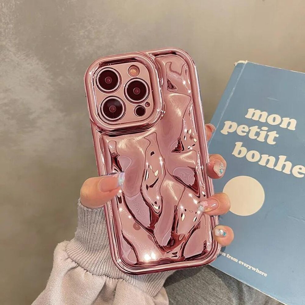 (pink, iPhone 14 Pro) Glossy Laser Meteorite Texture Plating Case For iPhone 16 15 14 13 12 11 Pro Max XS XR X 7 8 15 14 Plus Plain Color Anti-knock Cover