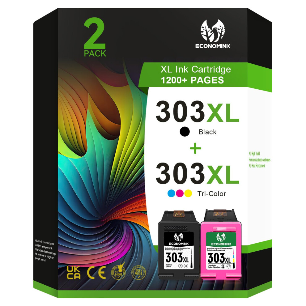 303 Ink Cartridges Combo Pack, 303XL Cartridges And Colour Compatible For Hp 303 Ink Cartridges, For Hp Envy Photo 7134 7830 6232 6230 7130 6220 Black 5051229486941