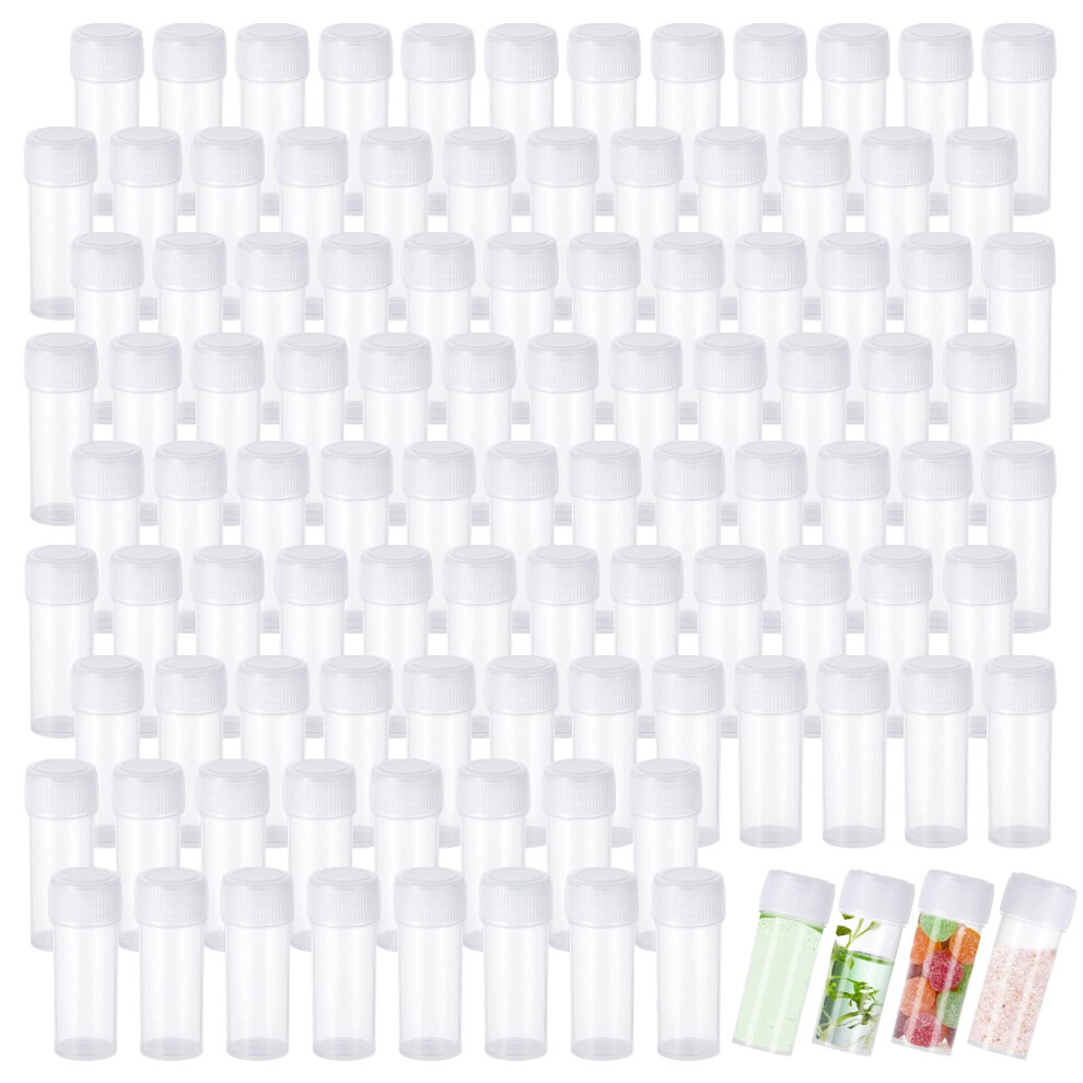 Zhibeisai 100 Pieces 5Ml Plastic Sample Bottles Small Vial Storage Test Tube Storage Container With Lids For Liquid Powder Capsule
