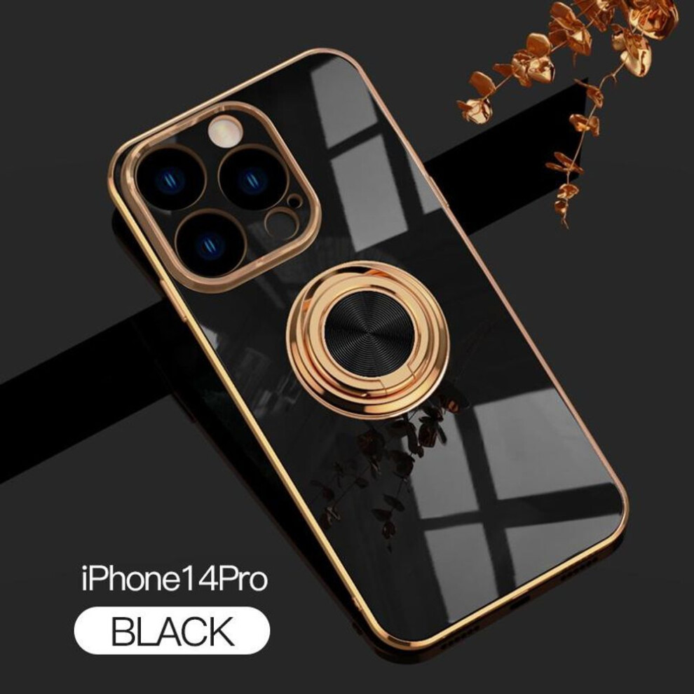 (black, iPhone 15 Pro Max) Luxury Metal TPU Ring Case for iPhone Soft Cover for iphone 16 15 14 Pro Max 13 12 Pro MAX 11 Pro MAX X XR XS 8 7 Plus