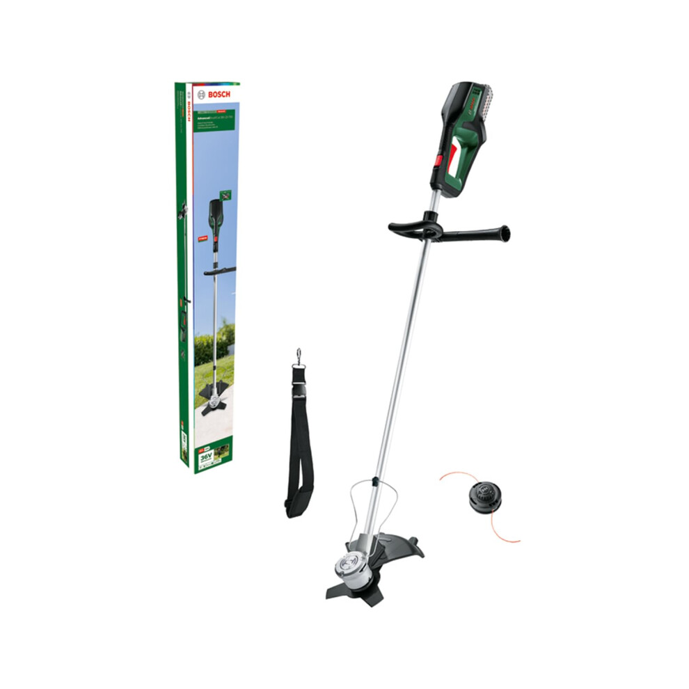 Bosch Cordless Brushcutter AdvancedBrushCut 36V-23-750 (for Heavier-Duty Brushcutting; 36 Volt System; Cutting Diameter: 33 cm (Line), 23 cm (Blade);