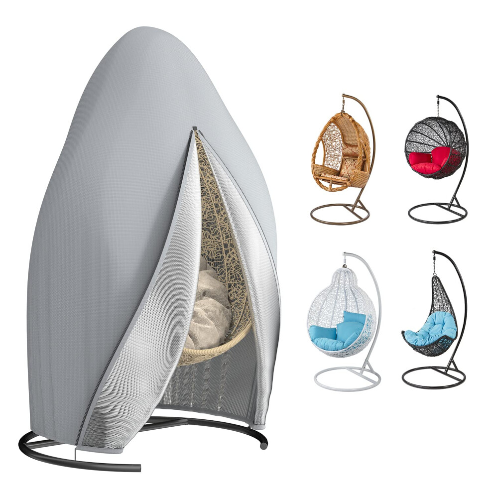 Senders Patio Hanging Egg Chair Cover Waterproof Heavy Duty Outdoor 210D Oxford Fabric Swing Egg Chair Cover With Zipper, 115X190cm (Grey) Grey