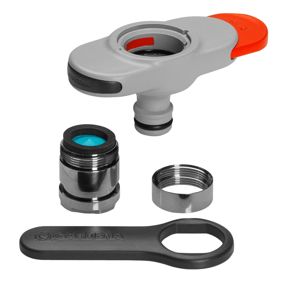 Gardena tap Connector for Indoor taps: Connection for Indoor taps, Including Adapter for Aerator Head, Spanner for Easy Fitting, for Kitchen and