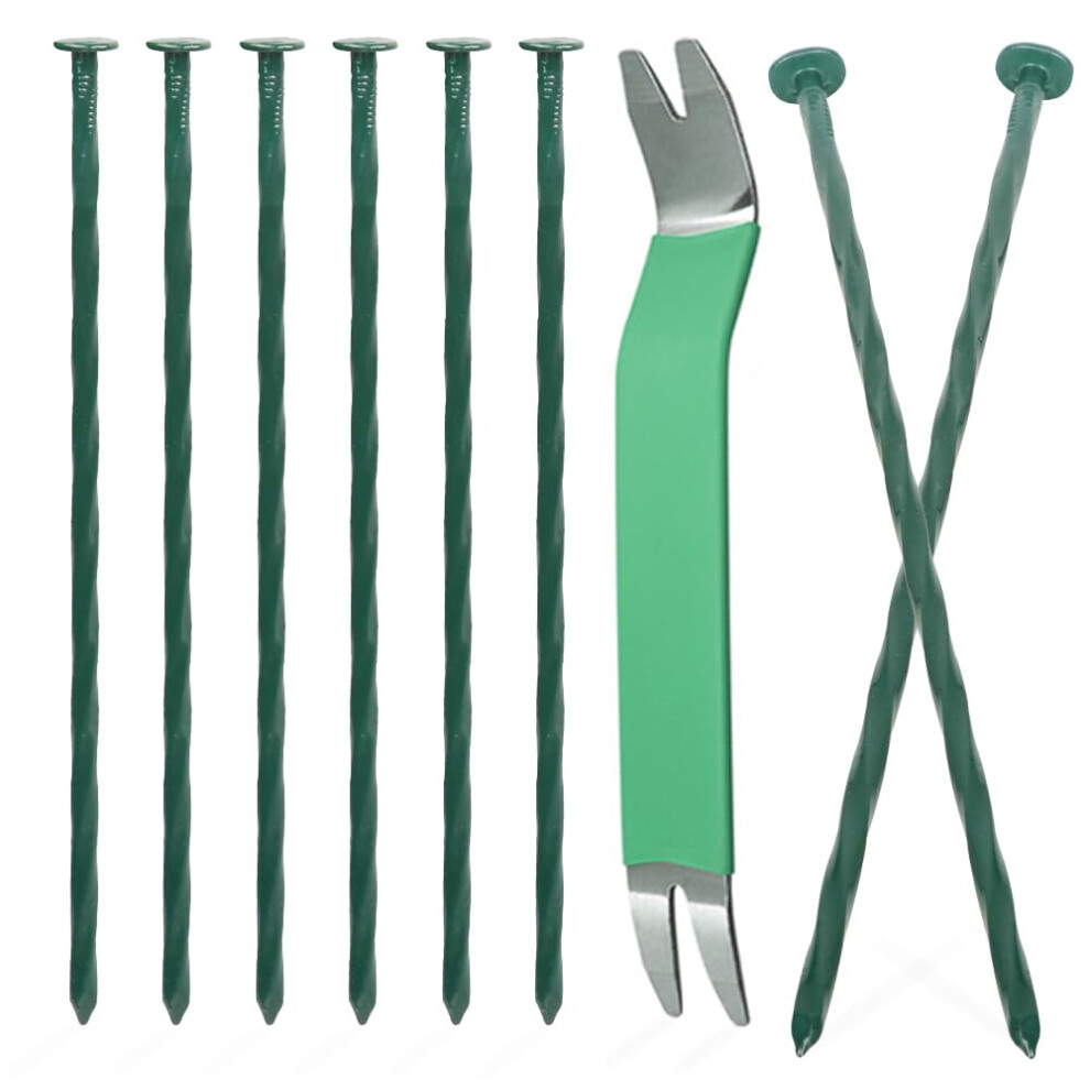 Bakulyor 100 Pack Metal Landscape Stakes, 8 Inch Artificial Grass Spikes, 6 Gauge Large Landscaping Staples, Green Edging Anchor Stake For Garden 5051220633115