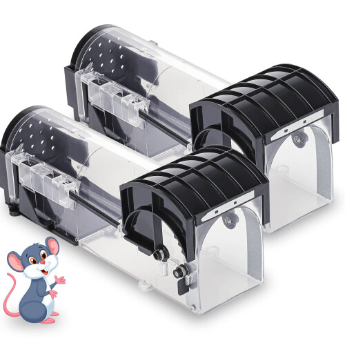 Upgrade Humane Mouse Traps 2 Pack, Rodent Control Trap Huge Size Suitable for Mouse, High Sensitivity Quick Capture, No-Kill to Mouse Catch & Release,