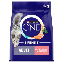 Purina ONE Adult Dry Cat Food Rich in Salmon 3kg, Pack of 4