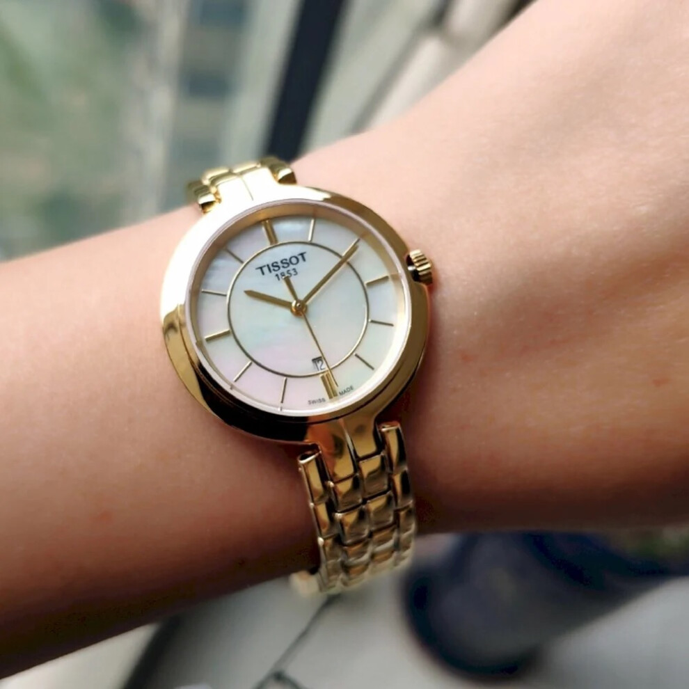TISSOT T094.210.33.111.00 WOMENS WATCH GOLD STRAP WHITE MOP DIAL