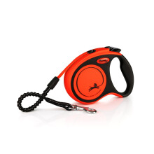 flexi Xtreme S | 5 m extra resistant retractable tape leash for dogs up to 20 kg | Orange | Retractable dog lead | Soft Stop | Built-in shock absorb