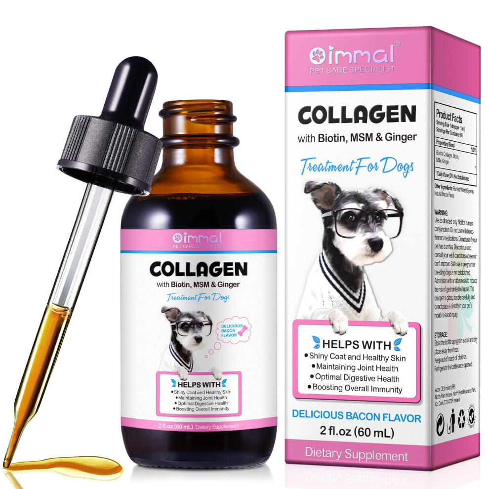 Tooffi Liquid Collagen For Dogs - 60Ml Collagen Dietary Supplement For Dogs Supplement Boost With Biotin, Enhance Immunity,Msm & Ginger,Delicious For Dog