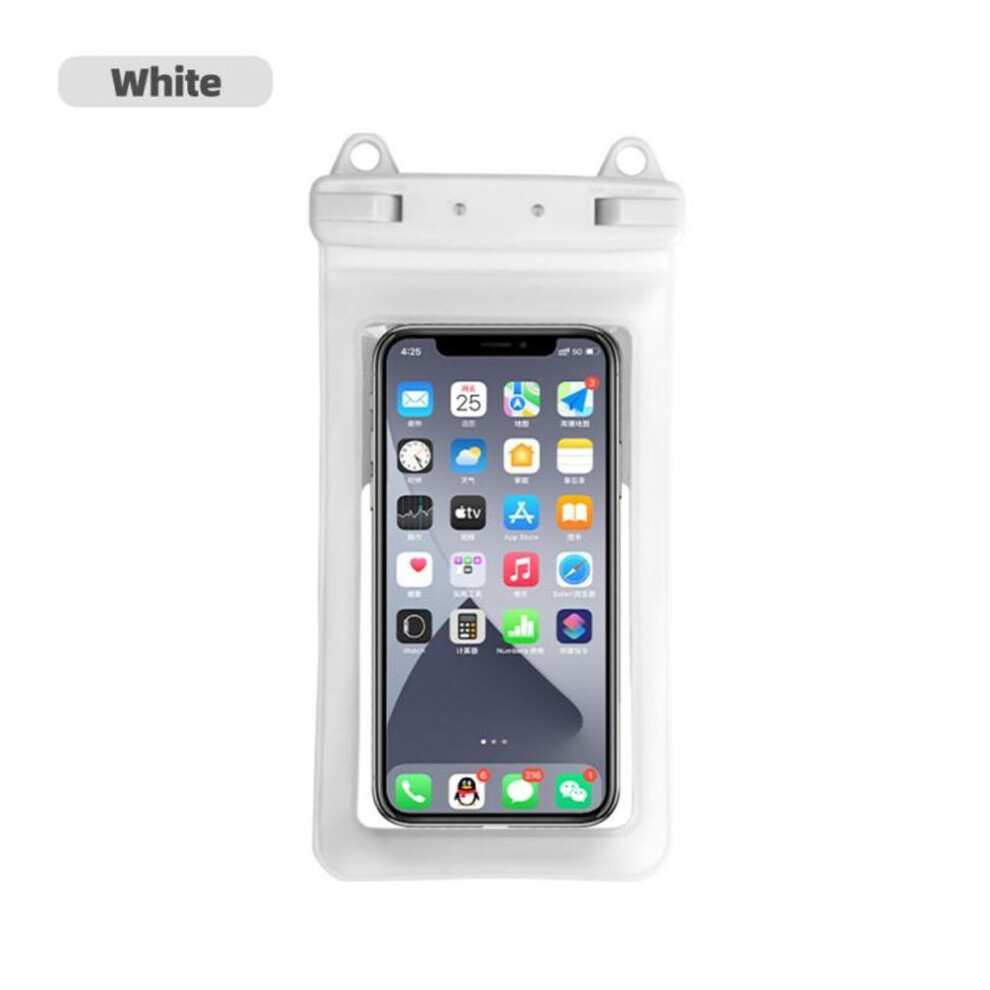 (white) Fonken Waterproof Phone Case Pouch Bag Double Hook Lanyard Mobile Smartphone Cover For Max 7.5 inch Phone