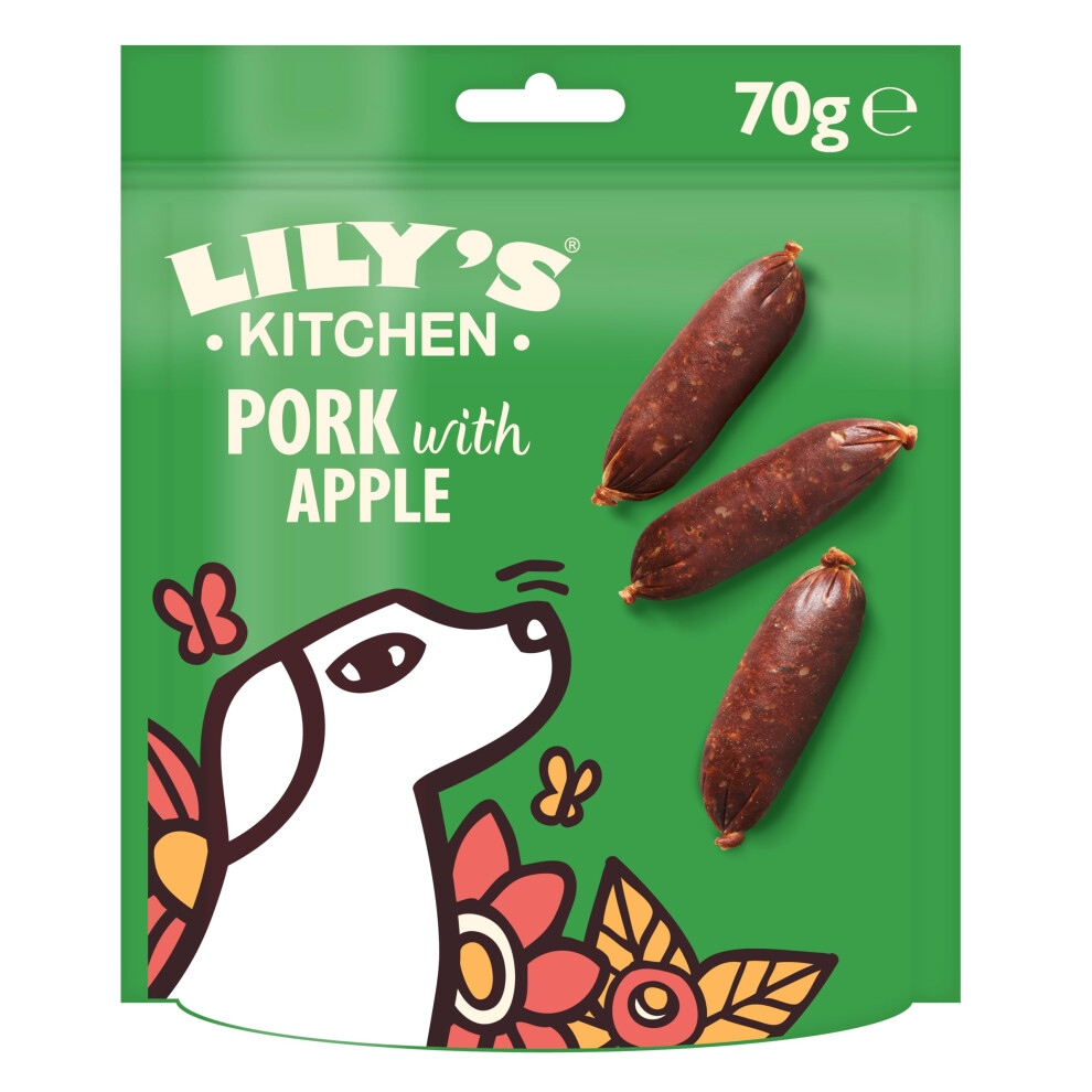 Lily's Kitchen Lily?S Kitchen Made With Natural Ingredients Adult Dog Treats Packet Cracking Pork With Apple Sausages -Free Recipes 8 X 70G Grain