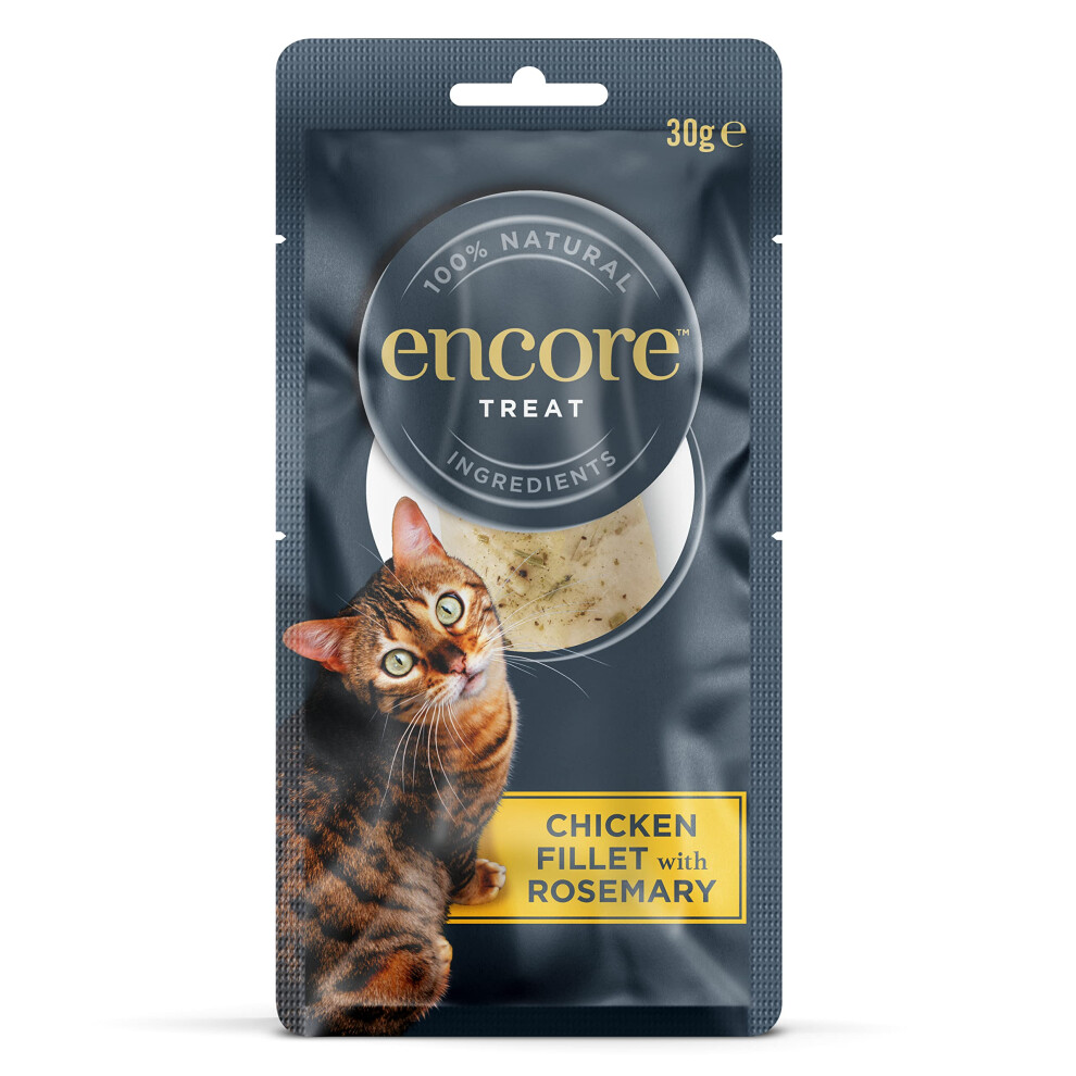 Encore 100% Natural Cat Treats, Chicken Fillet With Rosemary Loin Cat Snack, 12X Pouch 30G