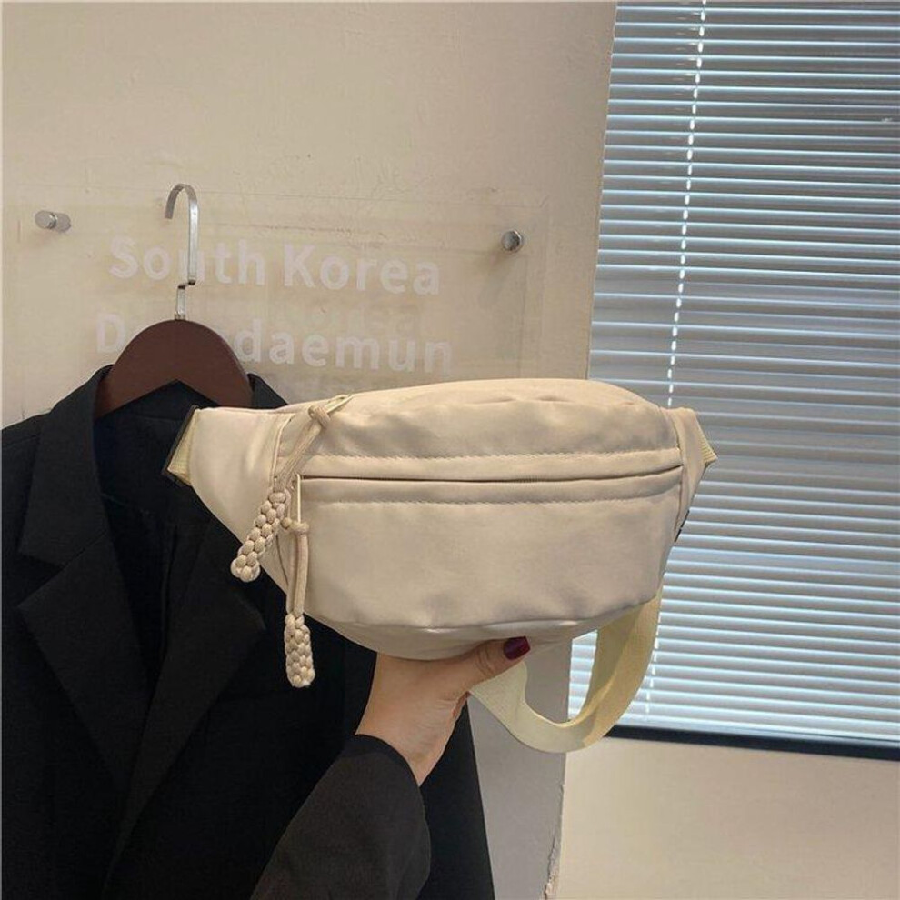 (White, One Size) Chest Bag Banana bag for Women Sling Crossbody Waist Pack Canvas Running Waist Bag Casual Fanny Packs Sport Half Moon Belt Bag