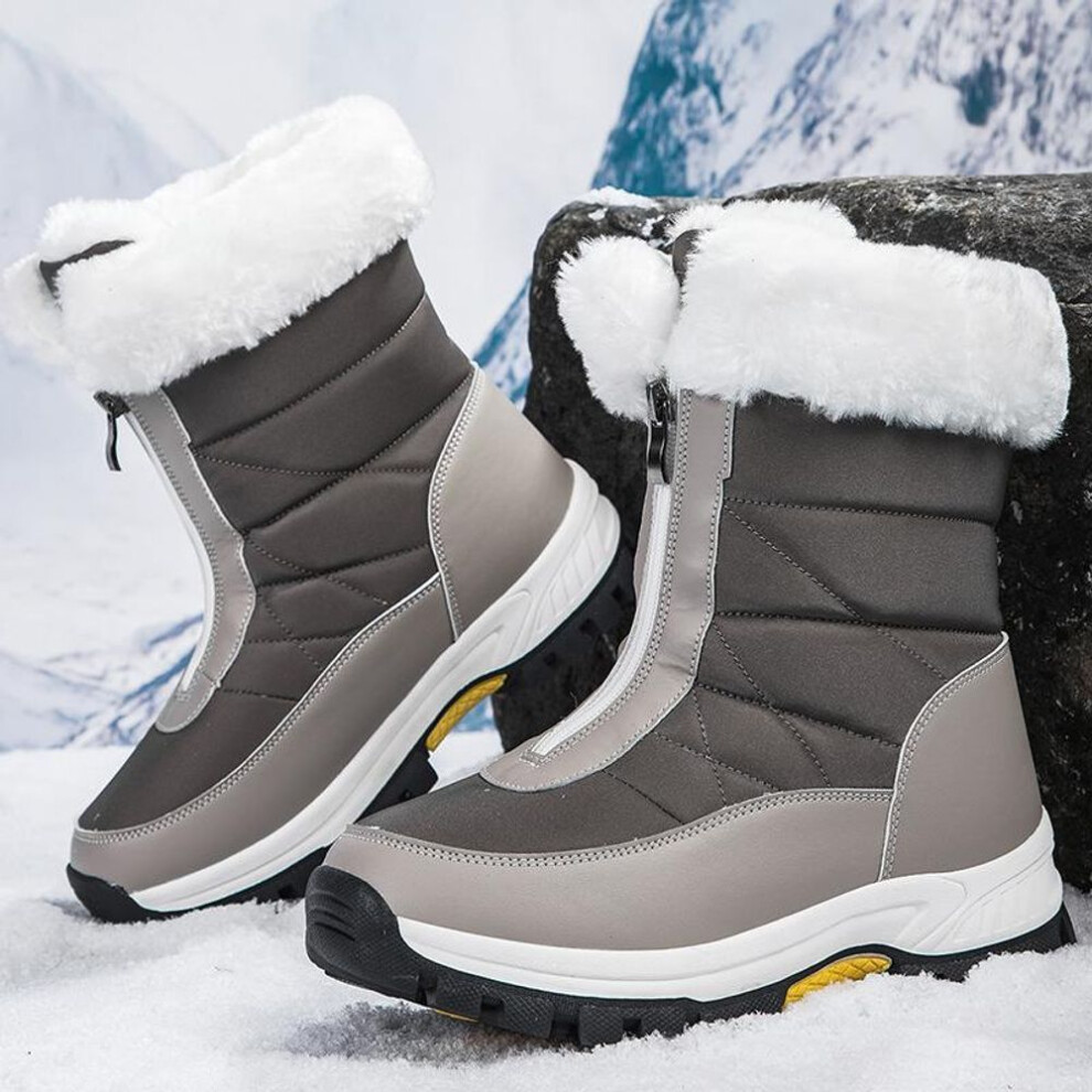 (grey, 39) TUINANLE Snow Boots Women Waterproof Ladies Shoes Keep Warm Fur Plush Winter Woman Boots