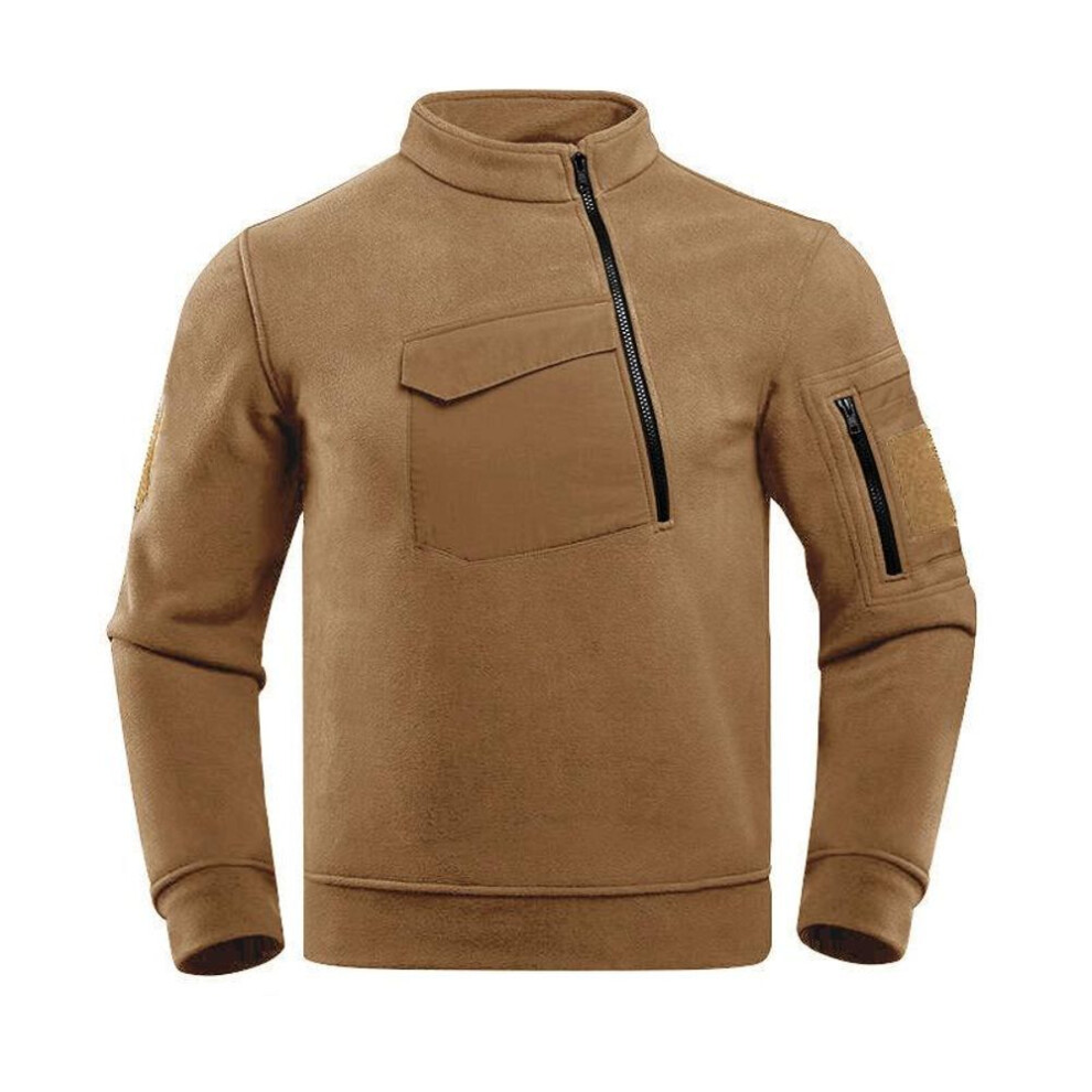 (khaki, S) Mens Winter Tactical Fleece Military Tops Quality Thickened Warm Windproof Outdoor Hiking Causal Sweatshirts Male