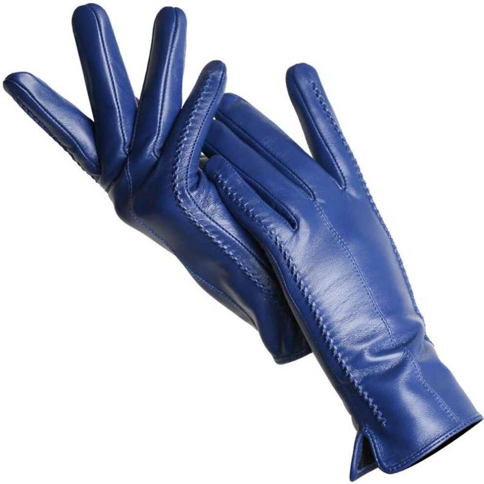 (royal blue, 6.5) Fashion Women&apos;s gloves Color Sheepskin Winter Warm Thin Touch Screen gloves High Quality