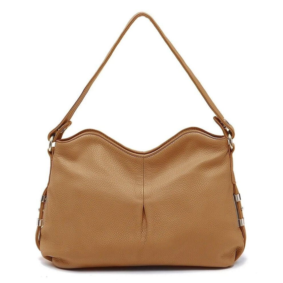 (apricot) Zency Women&apos;s Genuine Leather Bag Vintage Retro Shoulder Bags Female Casual Hobos Crossbody Lady 2024 Winter New Shopper Handbag