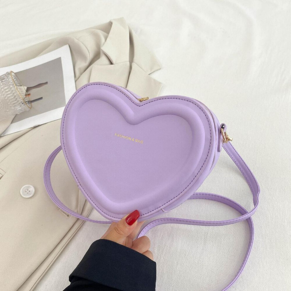 (purple, 20x7x15cm) Fashion Heart Shape Crossbody Bags For Women New Solid Color Pu Leather Shoulder Bag Casual Ladies Handbags Designer Bags