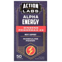 Action Labs, Per uomini, Energia Alpha, Ginseng Powermax 4x, 50 VegCaps