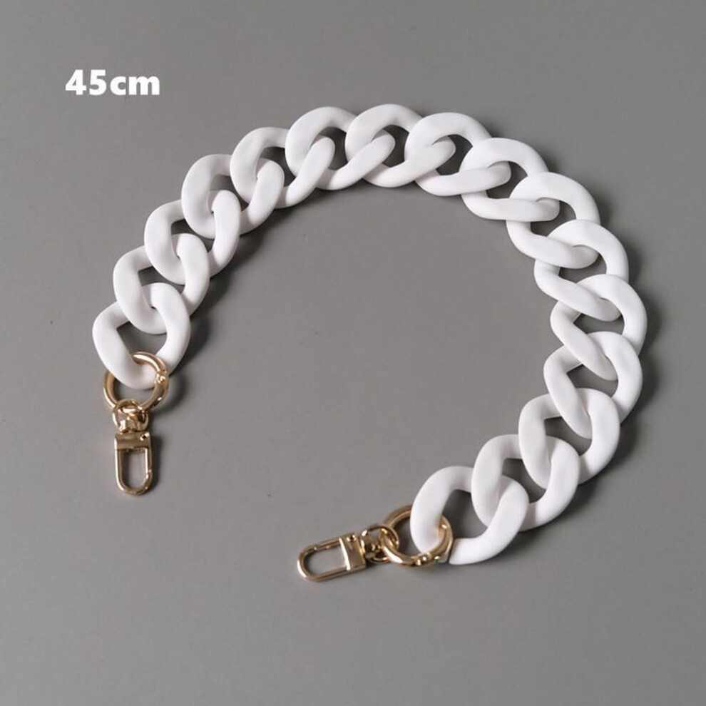 (white, 45CM) New Fashion Woman Handbag Accessory Chain Black White Green Resin Chain Luxury Frosted Strap Women Clutch Shoulder Purse Chain