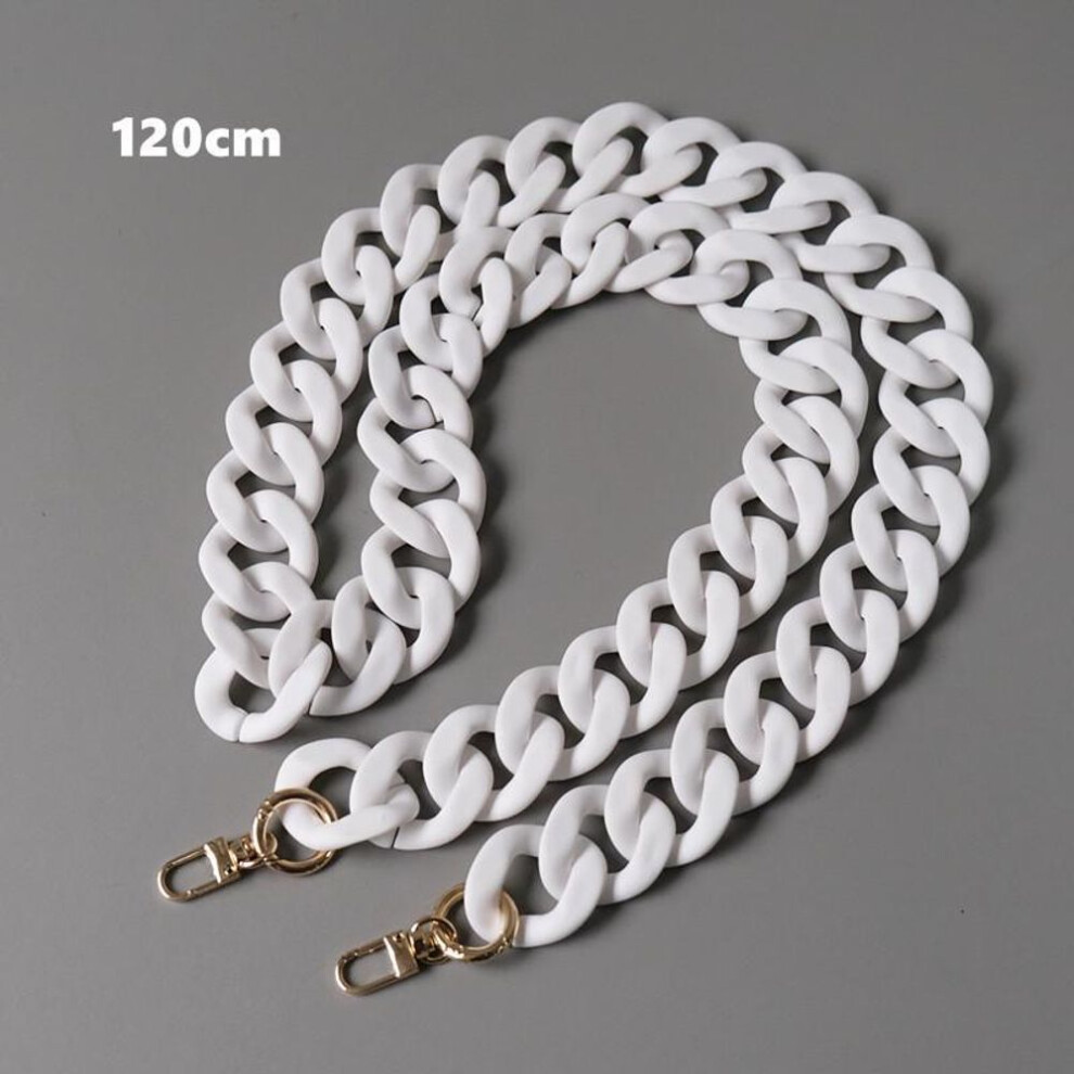 (white, 120CM) New Fashion Woman Handbag Accessory Chain Black White Green Resin Chain Luxury Frosted Strap Women Clutch Shoulder Purse Chain