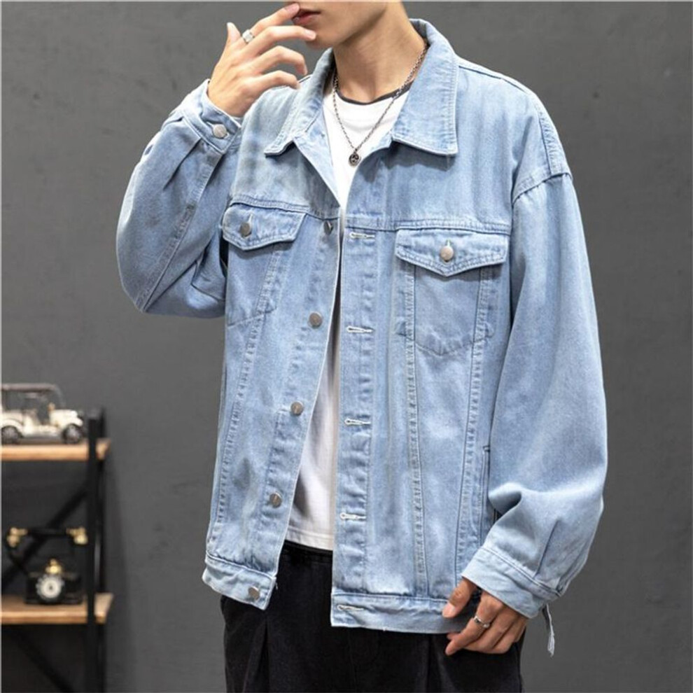 (blue, S) Men&apos;s Denim Jacket Fashion Hole Retro Motorcyle Basic Coat Men Streetwear Bomber Denim Jacket Cowboy