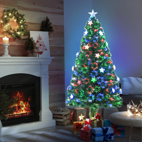 Homcom HOMCOM 5FT Prelit Artificial Christmas Tree Fibre Optic LED Light Decoration